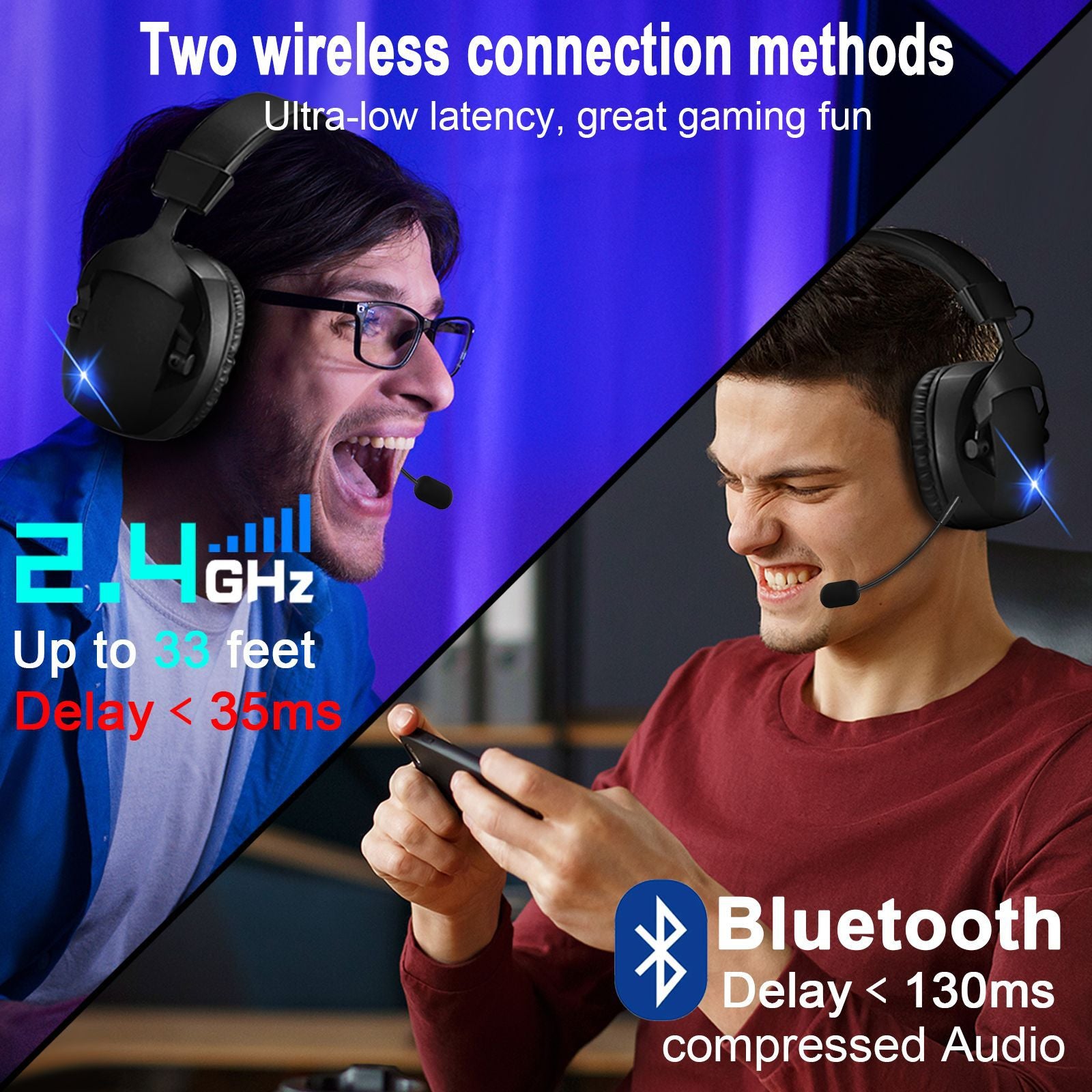 Bluetooth Headphones w/ Wireless Microphone