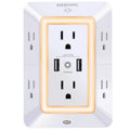 3 Sided Outlet Extender 6 Outlets with 2 USB Ports, Multi Plug Outlet Splitter for Home, Office