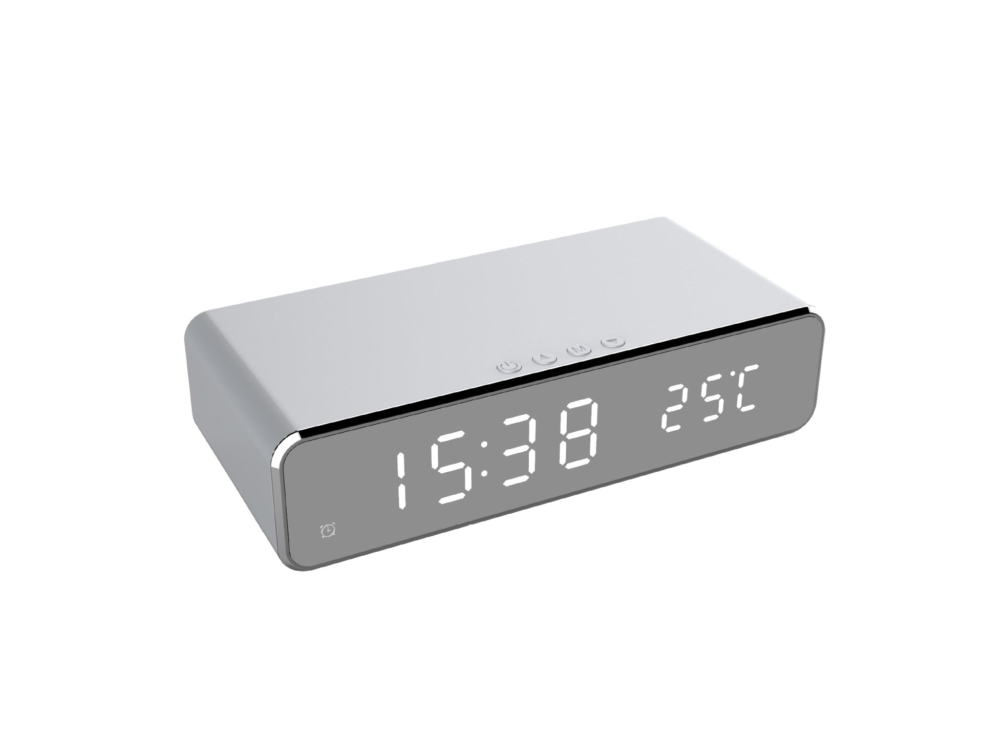 LED Electric Alarm Clock With Wireless Charger Desktop Decor