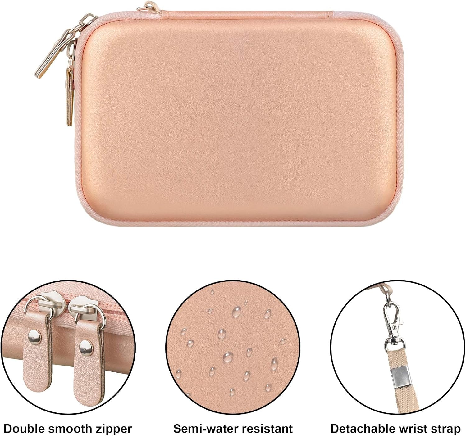 Carrying Case for Macbook Air Pro Charger Magsafe/Magsafe 2 Power Adapter, Iphone 16/16 Pro Magsafe Charger, USB C Hub, Type C Hub, USB Multiport Adapter, Hard EVA Bag, Rose Gold