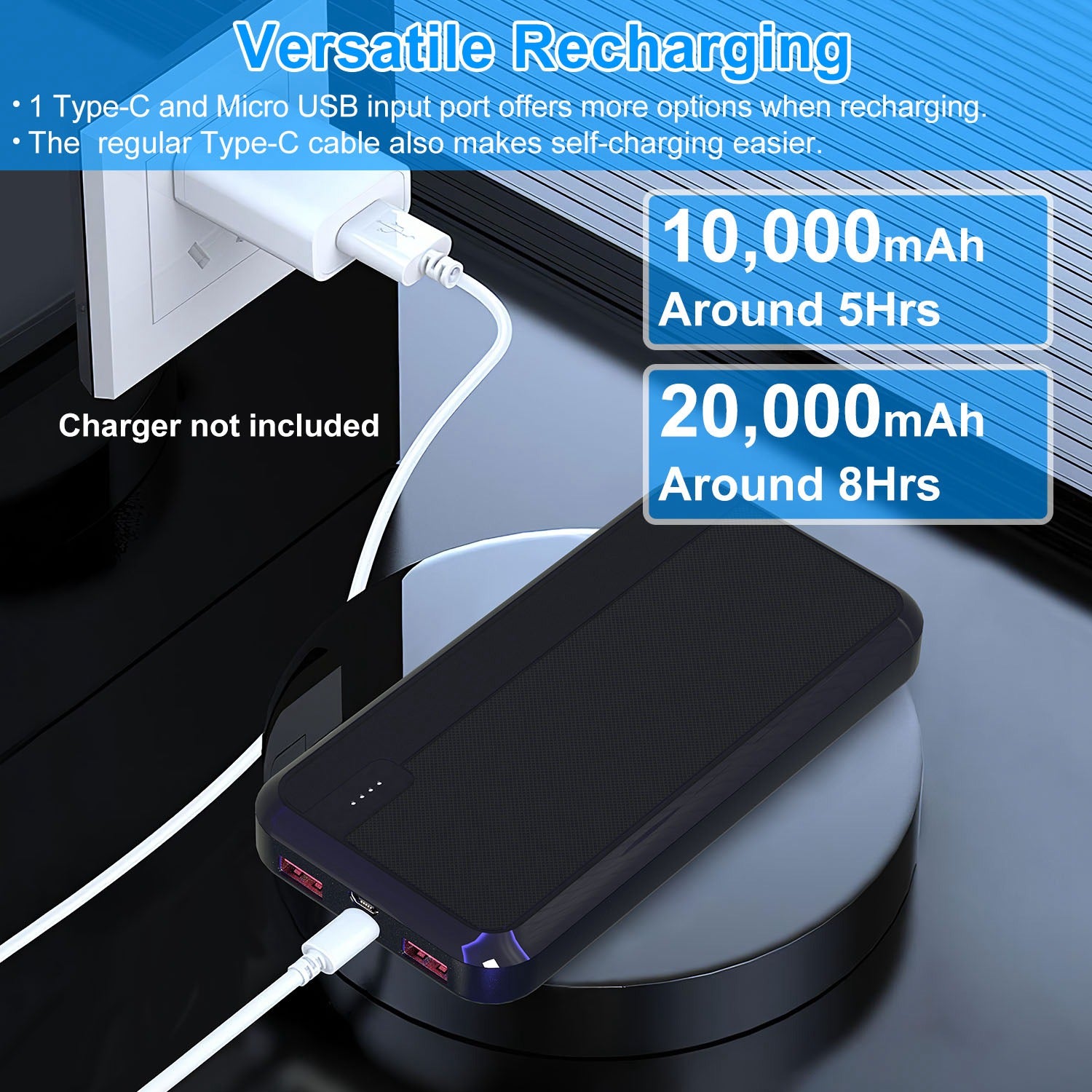 Fast Charger Portable Phone Charger With Type-C USB