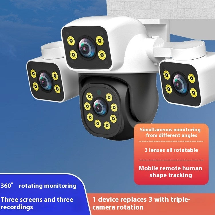 Outdoor Three-lens Wireless Surveillance Camera